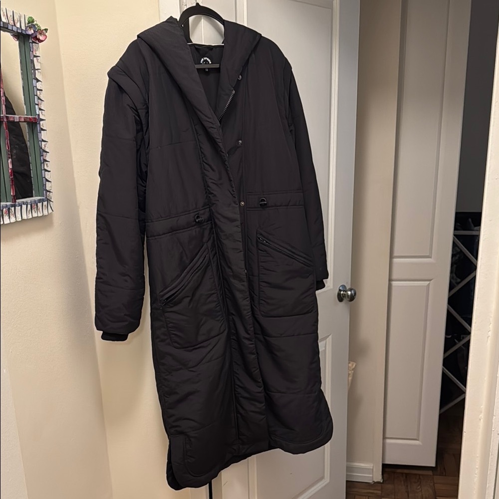 The Upside Stellar Jacket Black Hooded Convertible Vest Jacket